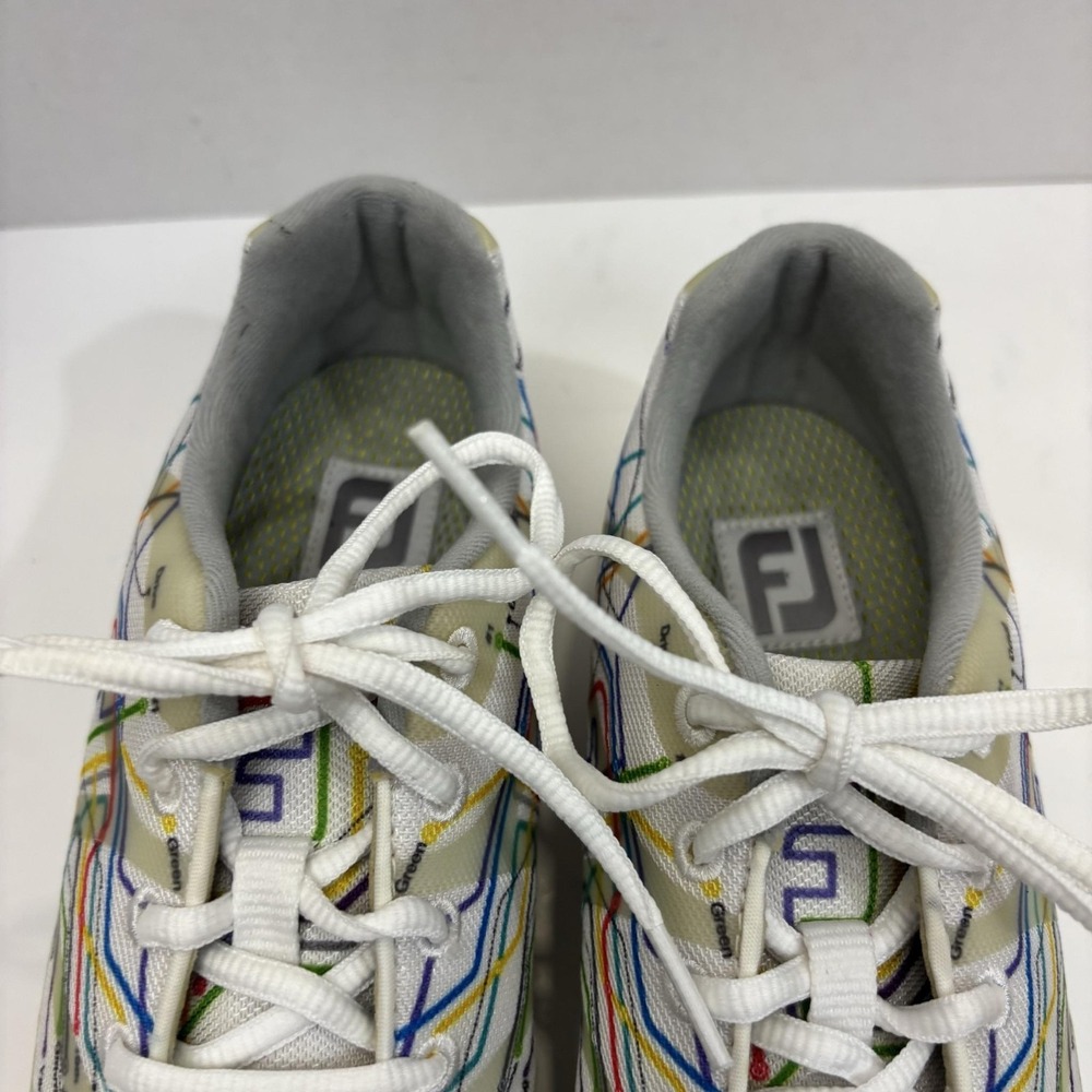FootJoy SuperFlex Spikeless Golf Shoes Womens‎ 7.5M White Map Print 92913 Retro - Picture 6 of 13